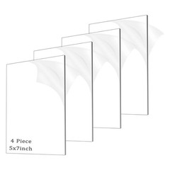 4 Pieces 1/8″ Thick (3mm) Acrylic Sheets,Clear Cast Plexiglass 5″ x 7″ with Prot