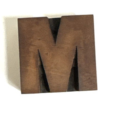 Vintage Letterpress WOOD LETTER M “M” PRINT TYPE Printing 2″ x 2″