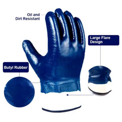 Cotton Nitrile Full Coated Gloves Oil Proof Abrasion Resistant Gloves For Oilfie
