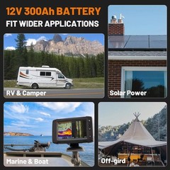 300Ah 12V LiFePO4 Lithium Battery Deep Cycle Built-in BMS For Solar RV Off-grid