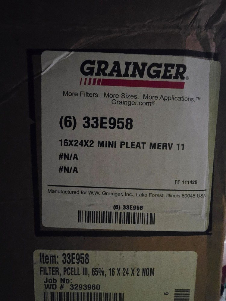 GRAINGER/Air Handler 33E958: Dimensions: 16×24×2 6 pack