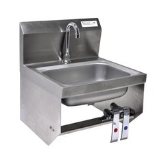 BK Resources Wall Mount Hand Sink With Deck Mount Faucet And Knee Valve