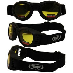 2 Paragon Motorcycle Goggles One Super Dark & One Yellow Tint Lens Black Frames