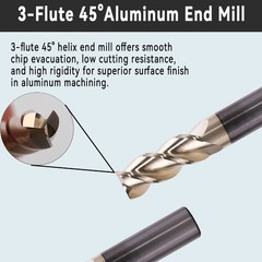 1Pc 3 Flute 45 Helix Angle 3/4″x1-3/4″x4″ Solid Carbide End Mill – ZRN Coated