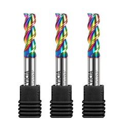 3pcs 1/2 Inch Tungsten Carbide End Mills for Aluminum Copper Alloys DLC Coated