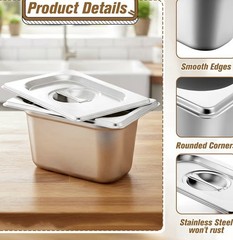 Choice 10 Pk 1/9 Size Stainless Steel Pan Lids with Handle, Table Pan Covers