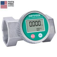 Waterproof 2 Inch Water Flow Meter, 16–160 GPM Digital Turbine Flowmeter with N