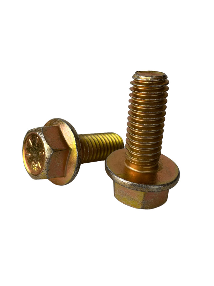 (100 Pcs) 1/4″-20×3/4″ Grade 8 Hex Flange Bolt Full Thread Zinc Yellow Trivalent