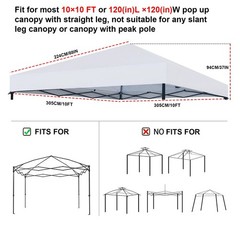 Joramoy 1010 Canopy Replacement Top Only Waterproof Pop Up Canopy Tent Top Roof
