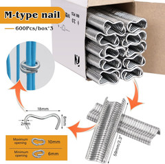 1800Pcs Type M Nail Ring, Wire Cage Clips, Galvanized Steel M Clips Hog Ring …