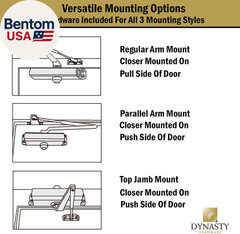 Door Closer, Commercial Hydraulic Closer, Self-Closing, Spring Size 3, Surface M