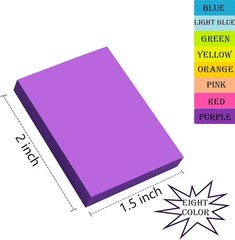 Bright 1.5×2 Inch Sticky Notes – 24 Pads, 8 Colors for School, Home & Office Use