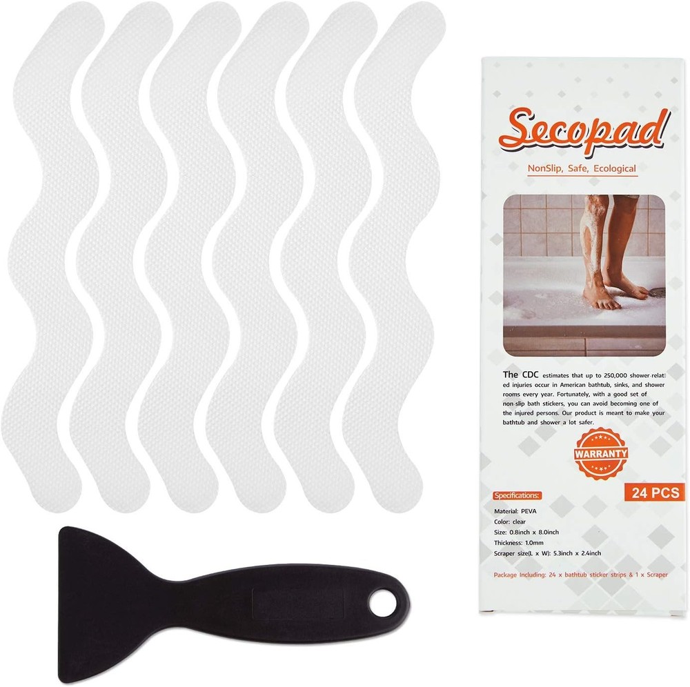 USA Patented Anti Slip Shower Stickers 24 PCS Safety Bathtub Strips Clear