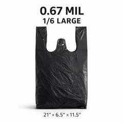 Black T-Shirt Plastic Grocery Bags 0.67 Mil 21×6.5×11.5 1/6 Large Shopping Bulk