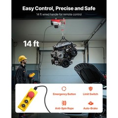 Uimoso Electric Hoist 2200lbs Crane Winch with Wired Remote Control 1600W 110V