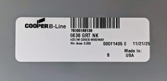 Eaton Cooper B-Line 6636 GRT NK 6x6x36 Type 3R Screw Cover Wireway Outdoor