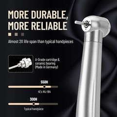 10x Dental High Speed Handpiece (Triple Water Spray) Push Button Turbine 4 Holes