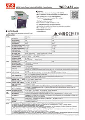 Mean Well WDR-480-24 480 W DIN Rail Power Supply, 24 VDC 20 A, 200–500 VAC (NIB)