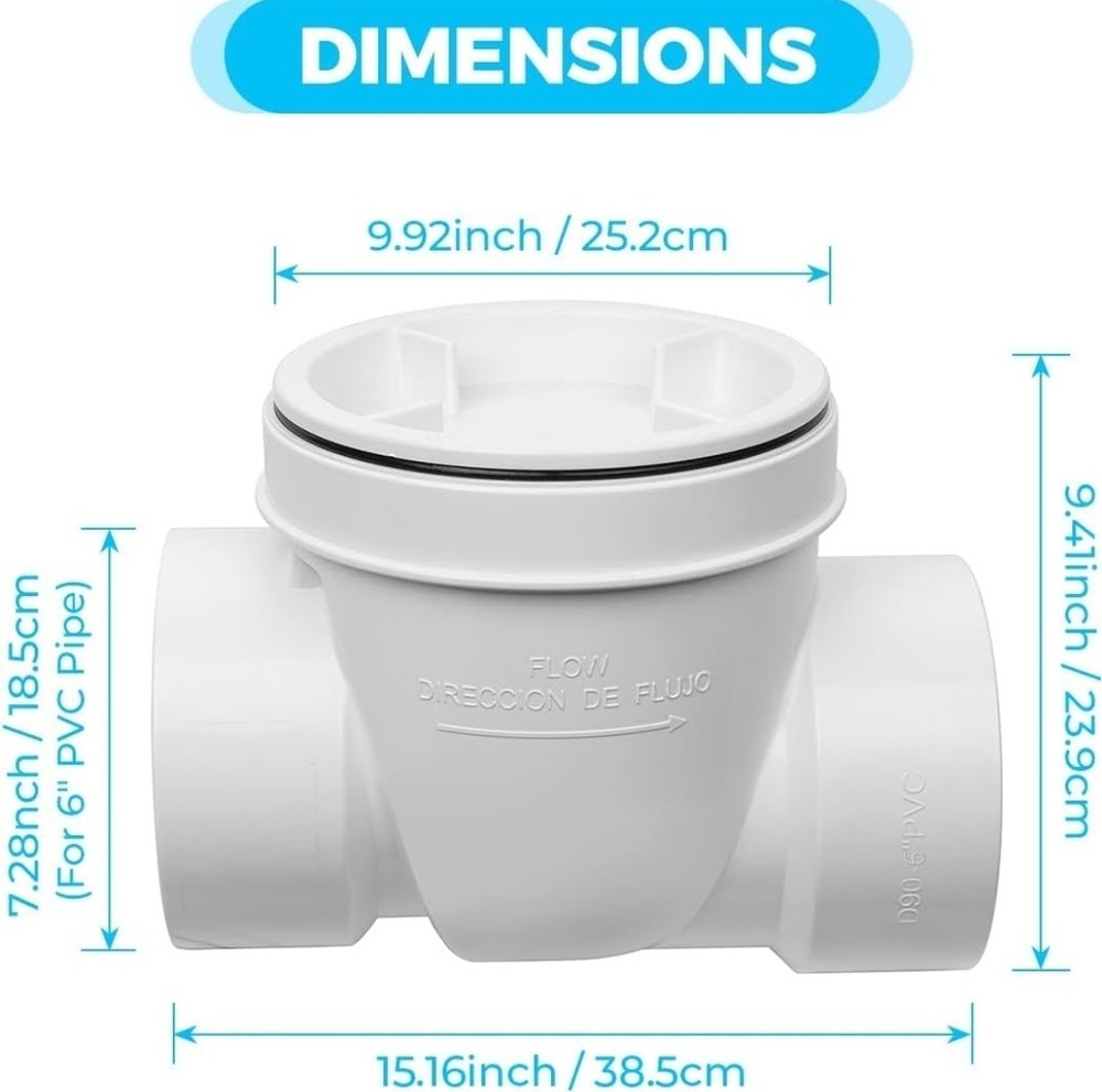 Cinsda 6″ Inch PVC Backwater Valve New