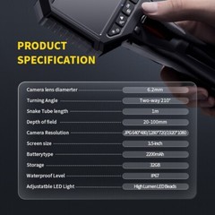 Ralcam Two-Way 210° Inspection Borescope 6.2mm Endoscope Camera 3.3ft Semi Rigid