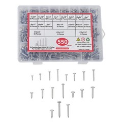 550Pcs 304 SS Wood Screws, Phillips Head #4 #6 #8 #10 #12 Assortment