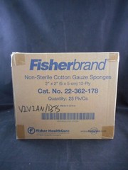 FISHER Disposable Cotton Gauze Sponge Sterile 2 x 2” 22-362-178 5000/CASE