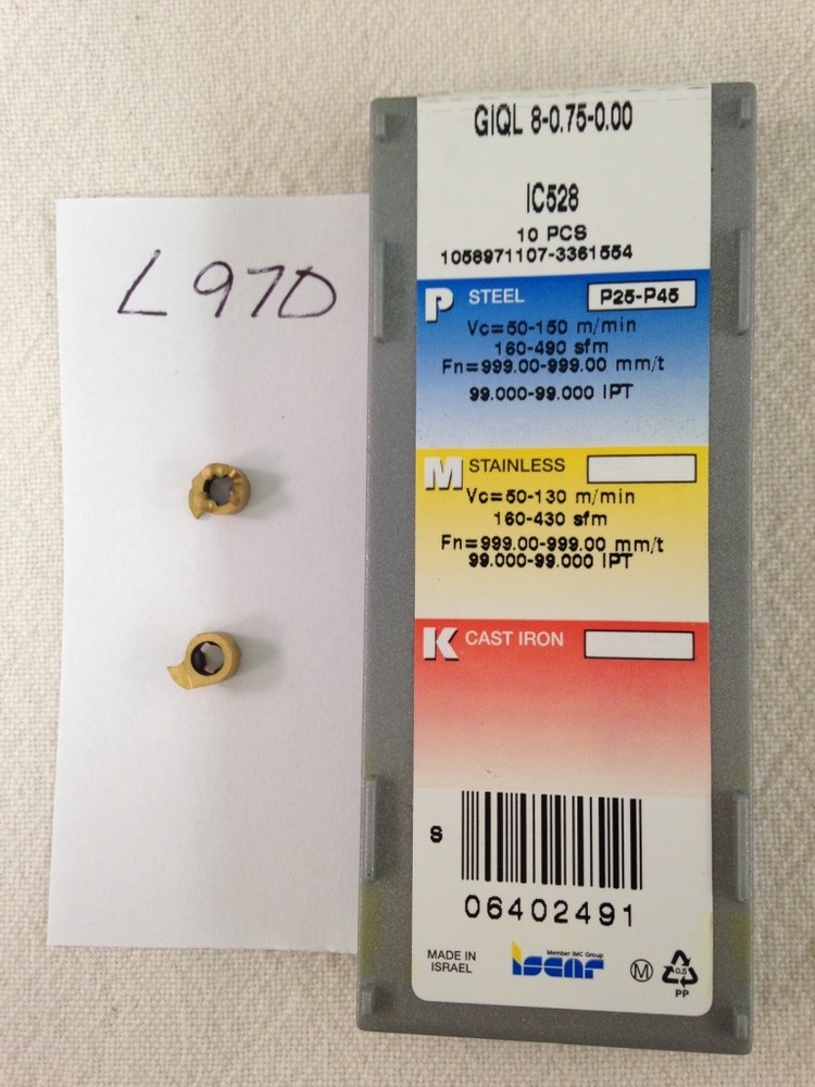 10 NEW ISCAR GIQL 8-0.75-0.00 GROOVING CARBIDE INSERTS. GR: IC528. {L970}