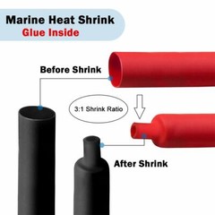 10 PCS 2/0 1/0 Gauge AWG Heat Shrink Tube 3/4 x 1.5 in. Red/Black MARINE QUALITY