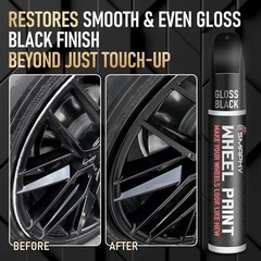 Wheel Scratch Repair Kit, Gloss Black Rim Touch Up Paint, Repair Curb Rash, Scra
