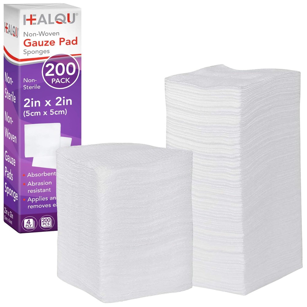 Gauze Pads 2″x2″ 200Pack, 4Ply NonWoven Sponges NonSterile, AllPurpose Denta…