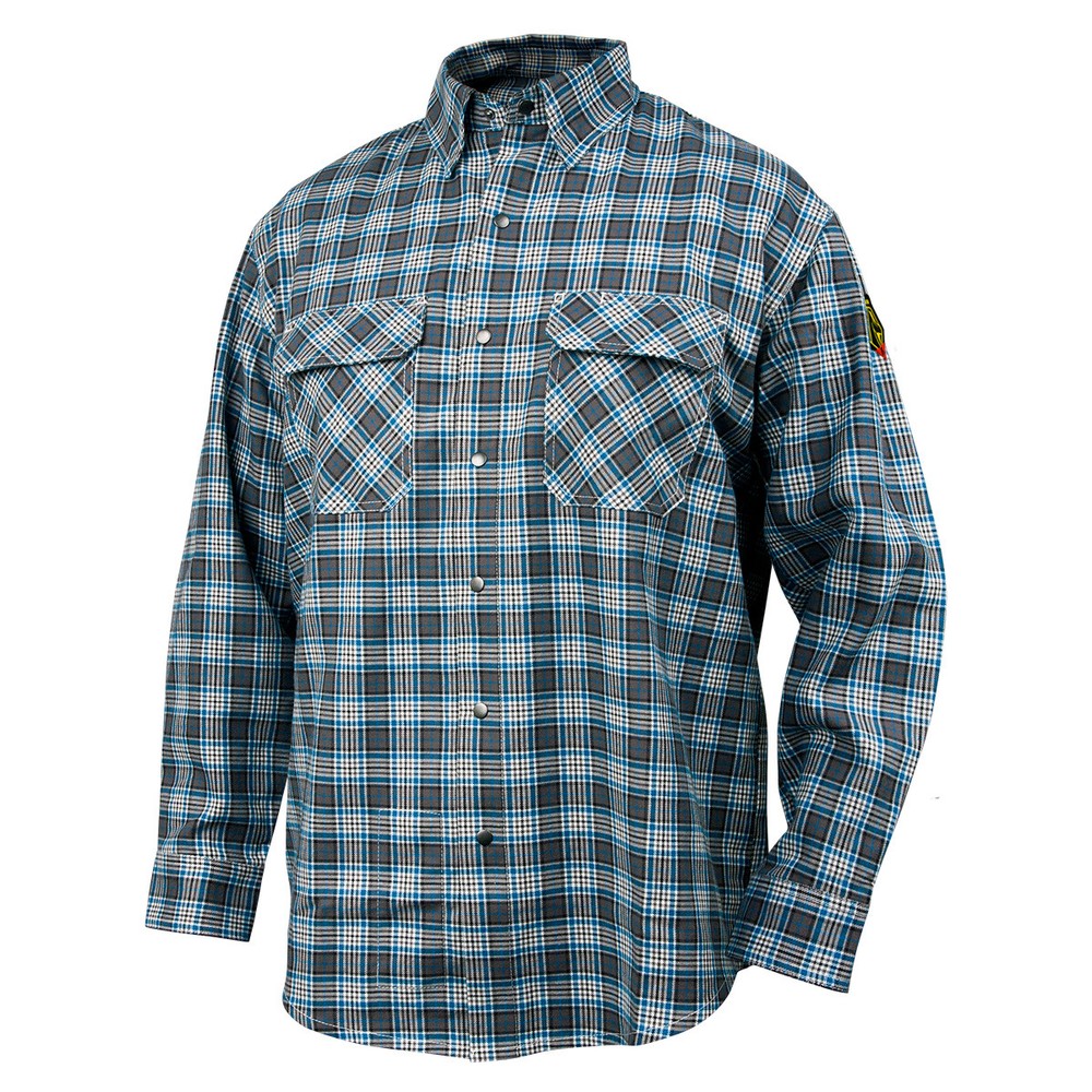 Black Stallion FS9-PGY Flame-Resistant Cotton Work Shirt, Gray Plaid Size XL