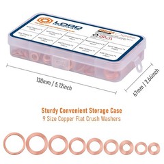 200pcs Copper Crush Washer Kit 9 Size Metric Sealing Oil Drain Plug Banjo M5-M14