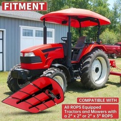 Sun Shield Tuff Top Tractor Canopy – Red For 2″ x 2″ or 2″ x 3″ ROPS 48″ X 52″