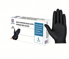 Heavy Duty Black Latex Gloves 5mil Disposable Powder-Free Food Safe