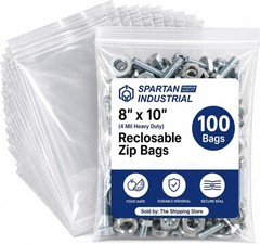 8” X 10” 100 Count 4 Mil Heavy Duty Clear Plastic Reclosable Zip Poly Bags wi…
