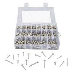 550Pcs 304 SS Wood Screws, Phillips Head #4 #6 #8 #10 #12 Assortment