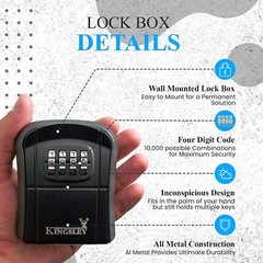 Kingsley QCH-807 Water Resistant Realtor Key Lock Box for AirBnB, Spare Keys