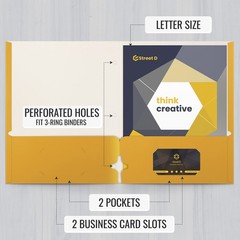 Better Office Products Two Pocket Portfolio Folders, Letter Size, Dark Yellow