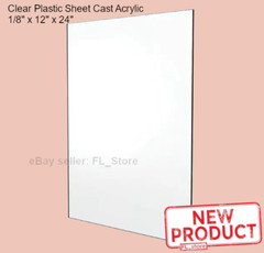 Clear Plastic Sheet Cast Acrylic 1/8 in x 12 in x 24 in Transparent UV-resistant