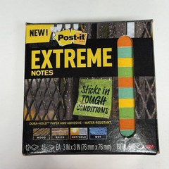 Post-it Extreme Water-Resistant Self-Stick Notes Multi-Color 3×3 12 Pads 540