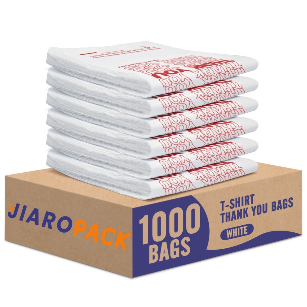 1000-2000 Thank You T-Shirt Bags 12″ x 6.5″ x 21″, Plastic Grocery Shopping Bags