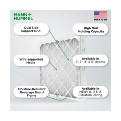 Mann+Hummel 16x25x4 MERV 8 Pleated HVAC AC Furnace Air Filters. Box of 4. (Ex…