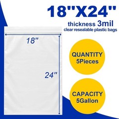 Reusable 5 Gallon Plastic Storage Bags with Zipper Clear Large 18×24 Inch Heavy