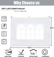 Scocanopy 3Pcs Sidewall Window For 8X8 Canopy Frame Black