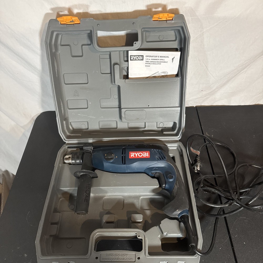 Ryobi D552H 1/2″ Electric Hammer Drill 2 Speed Reversible Corded with Case