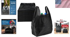Plastic Bags T-shirt Style 11.5×6.5×21 Black Handle Strong 350 Pack