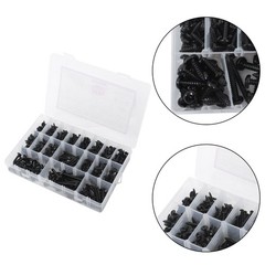550Pcs 304 Stainless Black Wood Screws, Phillips Pan Head Assortment
