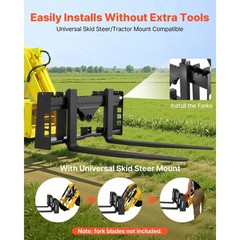 Uimoso 45″ Skid Steer Pallet Frame with Hitch Receiver and Spear Sleeves 4000lbs