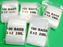 500 Zip Seal Lock Bags 2×2 Clear 2Mil Bags 2″ x 2″ Reclosable Zip Slide Bags
