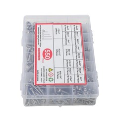 550Pcs 304 SS Wood Screws, Phillips Head #4 #6 #8 #10 #12 Assortment